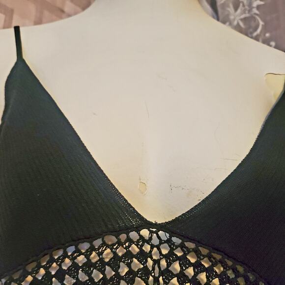 Victorias Secret Crochet Knit Black Fringe Cami Tank Top NWT Biker LGE.Boho New - Picture 8 of 12